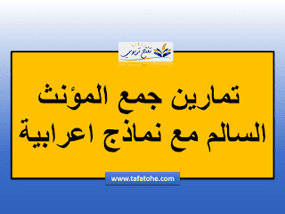 تمارين جمع المؤنث السالم مَعَ نماذج اعرابية تمارين جمع المؤنث السالم مَعَ نماذج اعرابية