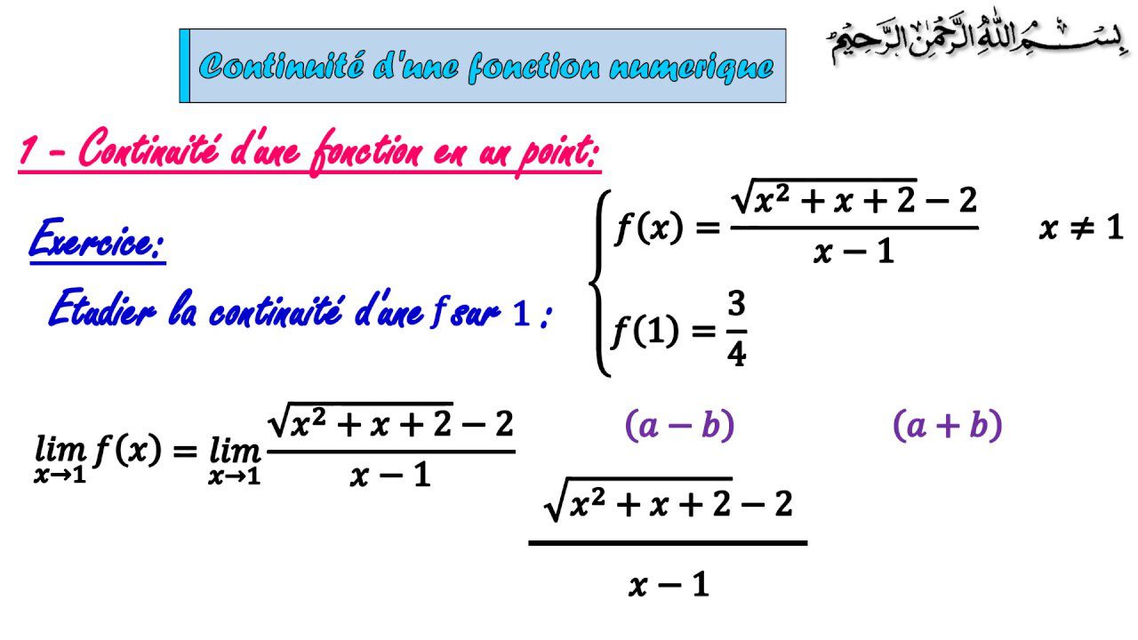 Limite et continuité d'une fonction