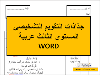 جذاذات التقويم التشخيصي المستوى الثالث عربية WORD جذاذات التقويم التشخيصي المستوى الثالث عربية WORD