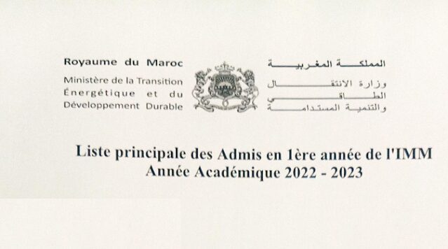 Résultats Sélection IMM Marrakech 2022-2023