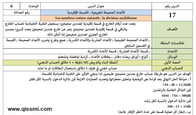 جذاذات الوحدة السادسة المفيد في الرياضيات كاملة المستوى 5 الخامس جذاذات المفيد في الرياضيات الوحدة السادسة للسنة الخامسة ابتدائي