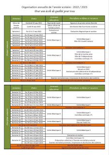 تنظيم السنة الدراسية بالفرنسية 2022-2023 Organisation annuelle pdf تنظيم السنة الدراسية بالفرنسية 2022-2023 Organisation annuelle pdf