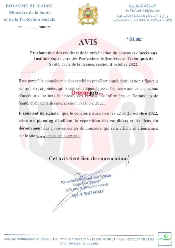 Résultats Concours ISPITS