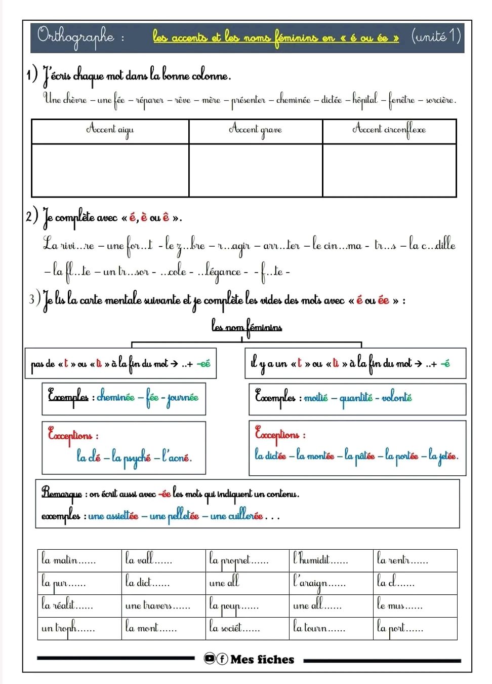 Exercices De Soutien 5 AEP : – Les Accents